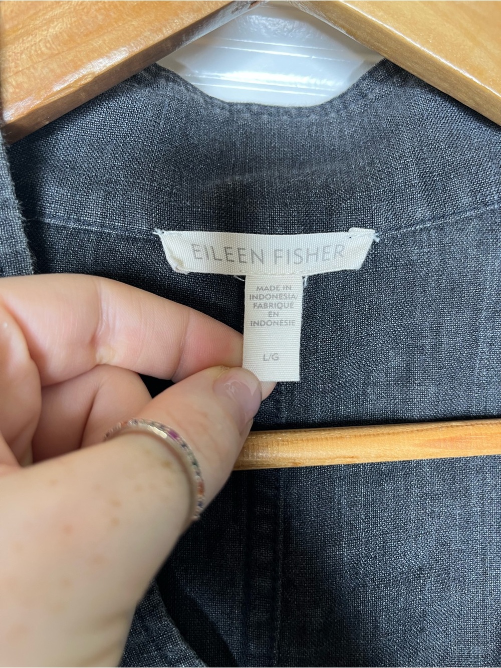 Eileen Fisher Washed Organic Linen Délavé Stand Collar Jacket Womens Large Gray - Picture 3 of 6